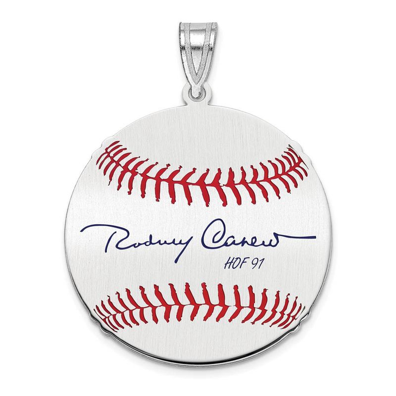 Sterling Silver Rod Carew Signature Md Enamel Baseball Pendant